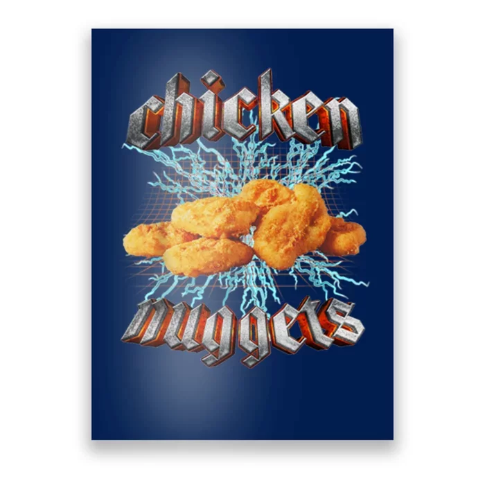 Chicken Nuggets Heavy Metal Funny Poster