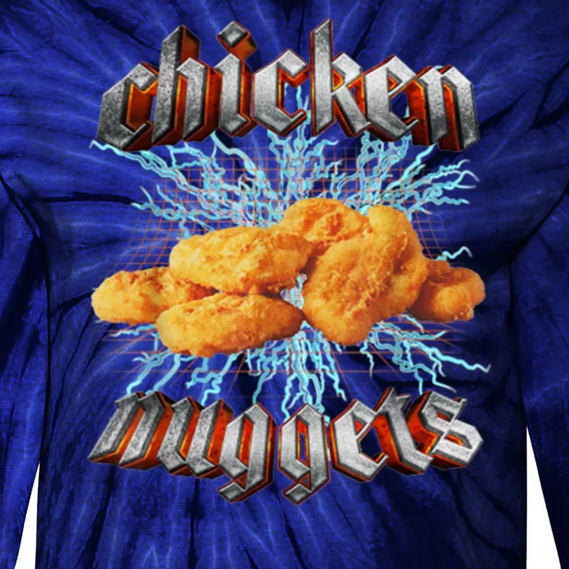 Chicken Nuggets Heavy Metal Funny Tie-Dye Long Sleeve Shirt