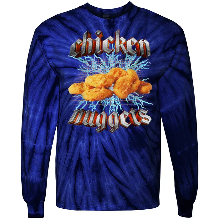 Chicken Nuggets Heavy Metal Funny Tie-Dye Long Sleeve Shirt