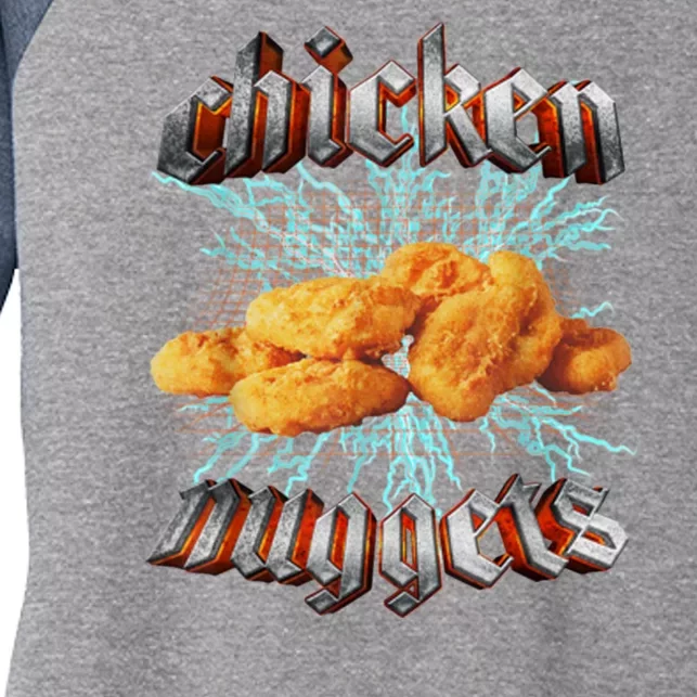 Chicken Nuggets Heavy Metal Funny Women's Tri-Blend 3/4-Sleeve Raglan Shirt