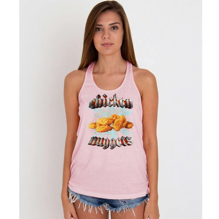 Chicken Nuggets Heavy Metal Funny Women's Knotted Racerback Tank