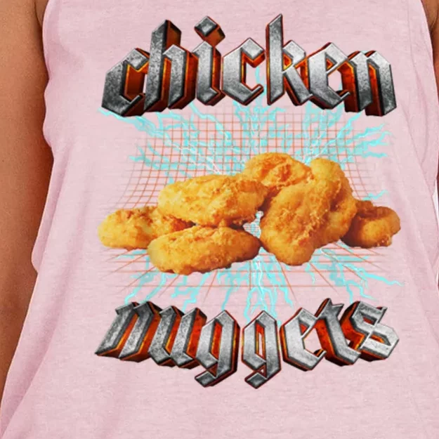 Chicken Nuggets Heavy Metal Funny Women's Knotted Racerback Tank