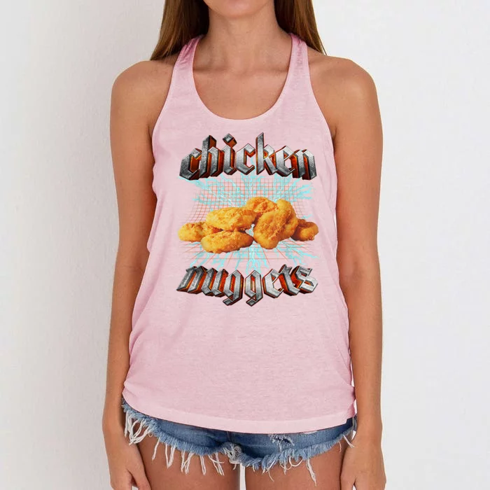 Chicken Nuggets Heavy Metal Funny Women's Knotted Racerback Tank