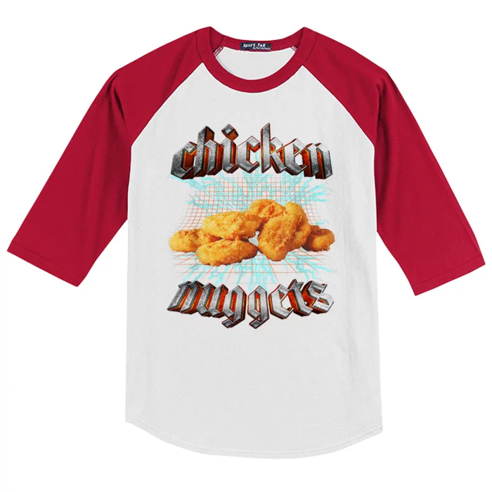 Chicken Nuggets Heavy Metal Funny Kids Colorblock Raglan Jersey