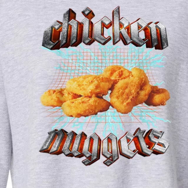 Chicken Nuggets Heavy Metal Funny Cropped Pullover Crew