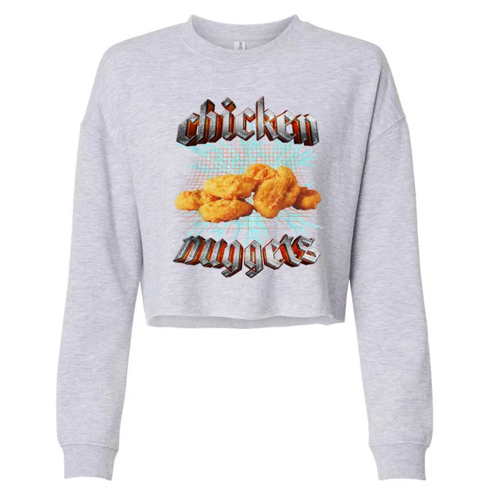 Chicken Nuggets Heavy Metal Funny Cropped Pullover Crew