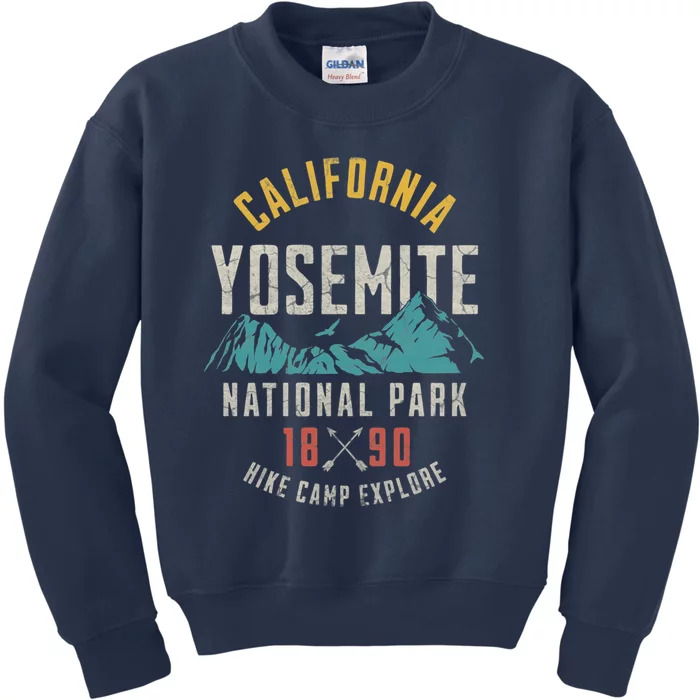 California Nature Hiking Outdoors Yosemite National Park Kids Sweatshirt