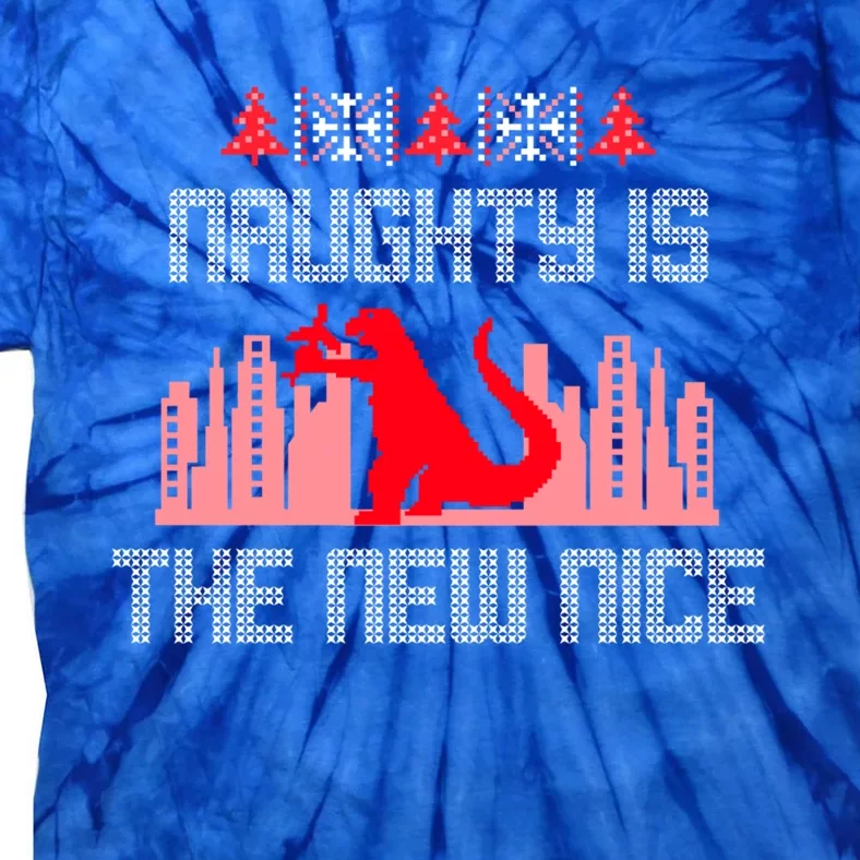 Christmas Naughty Is The New Nice Dino T Rex Ugly Sweater Gift Tie-Dye T-Shirt