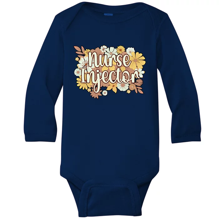 Cute Nurse Injector Flowers Aesthetic Nursing Meaningful Gift Baby Long Sleeve Bodysuit