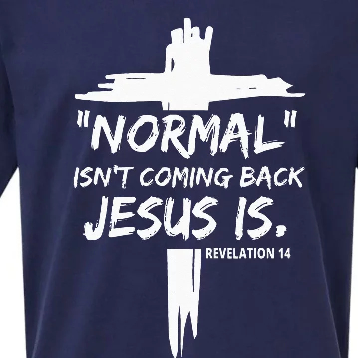 Christian Normal Isnt Coming Back Jesus Is For Men Womens Sueded Cloud Jersey T-Shirt