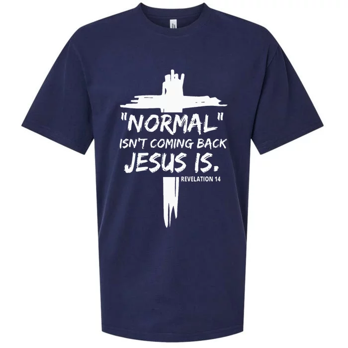 Christian Normal Isnt Coming Back Jesus Is For Men Womens Sueded Cloud Jersey T-Shirt