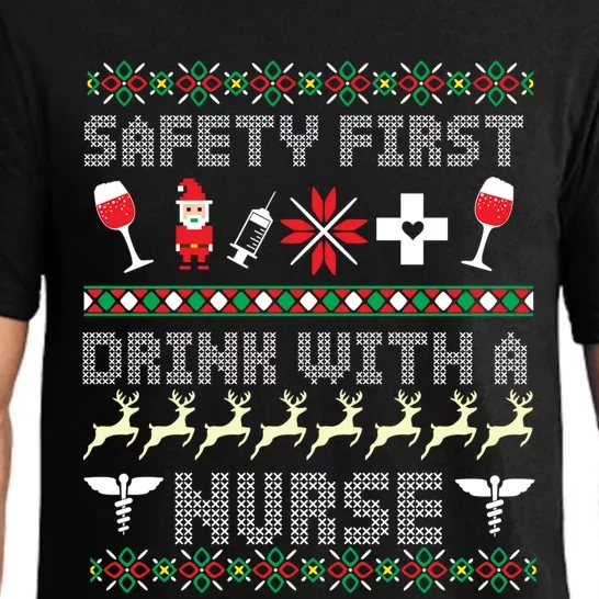 Christmas Nurse Ing Alcohol Wine Ugly Christmas Sweater Great Gift Pajama Set