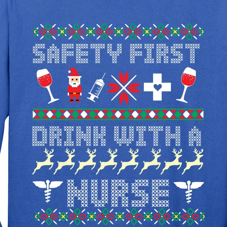 Christmas Nurse Ing Alcohol Wine Ugly Christmas Sweater Great Gift Long Sleeve Shirt