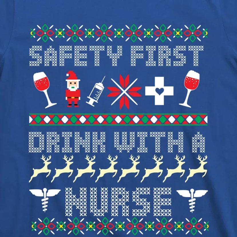 Christmas Nurse Ing Alcohol Wine Ugly Christmas Sweater Great Gift T-Shirt