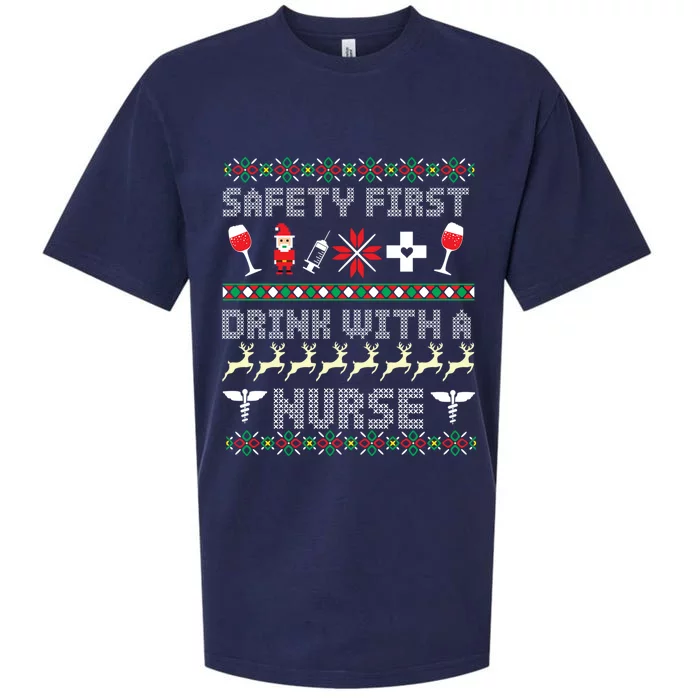 Christmas Nurse Ing Alcohol Wine Ugly Christmas Sweater Great Gift Sueded Cloud Jersey T-Shirt