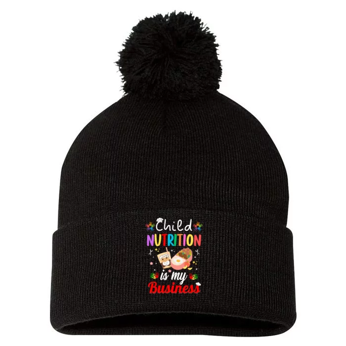 Child Nutrition Is My Business School Cafeteria Lunch Lady Pom Pom 12in Knit Beanie