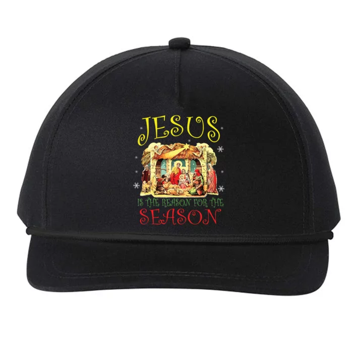 Christmas Nativity Jesus Is The Reason For The Season Manger Snapback Five-Panel Rope Hat