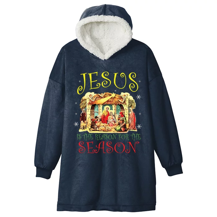 Christmas Nativity Jesus Is The Reason For The Season Manger Hooded Wearable Blanket