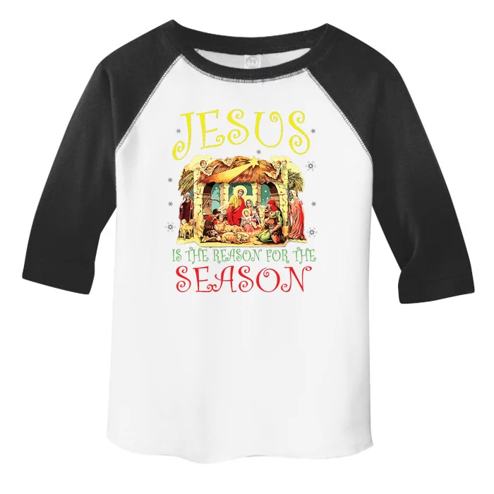 Christmas Nativity Jesus Is The Reason For The Season Manger Toddler Fine Jersey T-Shirt