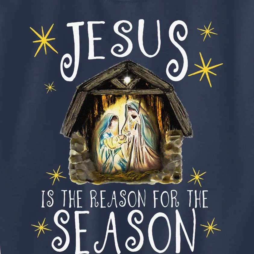 Christmas Nativity Jesus Is The Reason For The Season Manger Kids Sweatshirt