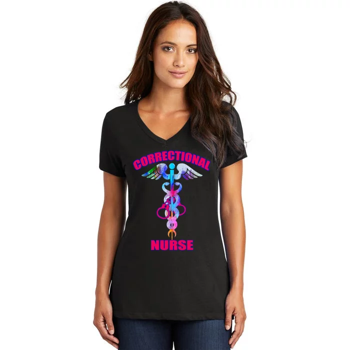 Correctional Nurse Jails Prisons Inmate Care Rn Lpn Nursing Women's V-Neck T-Shirt