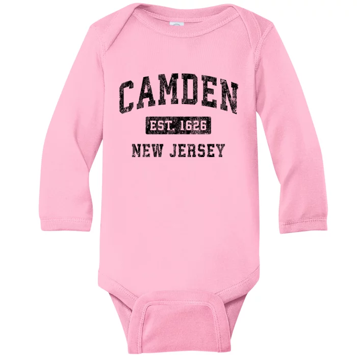 Camden New Jersey Nj Vintage Established Sports Baby Long Sleeve Bodysuit