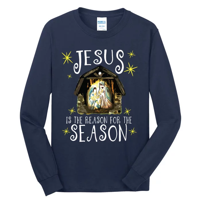 Christmas Nativity Jesus Is The Reason For The Season Manger Tall Long Sleeve T-Shirt