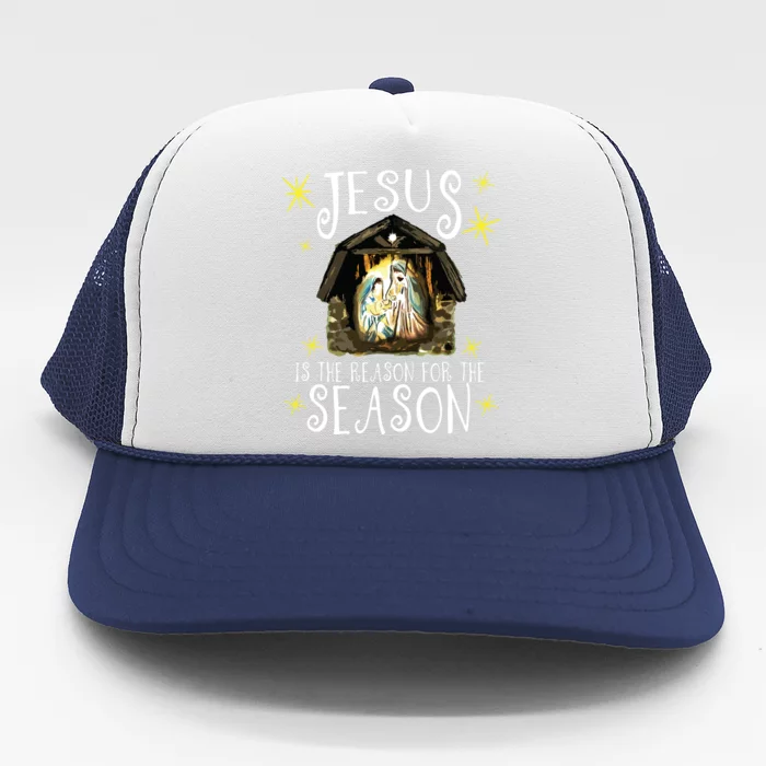 Christmas Nativity Jesus Is The Reason For The Season Manger Trucker Hat