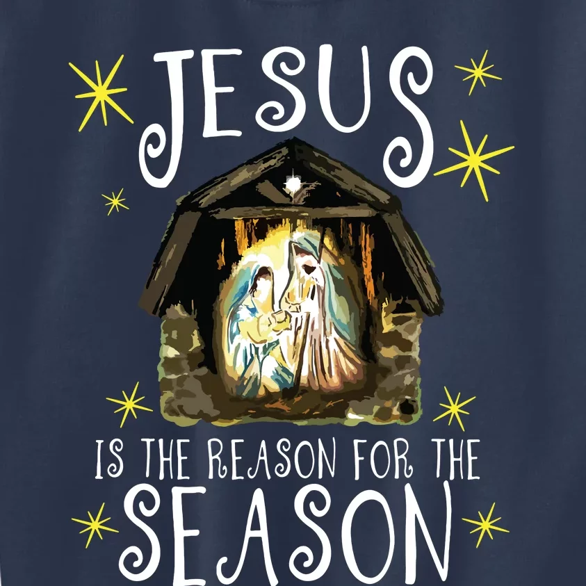 Christmas Nativity Jesus Is The Reason For The Season Manger Kids Sweatshirt