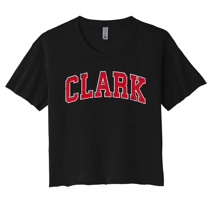 Clark New Jersey NJ Vintage Sports Design Red Design Women's Crop Top Tee