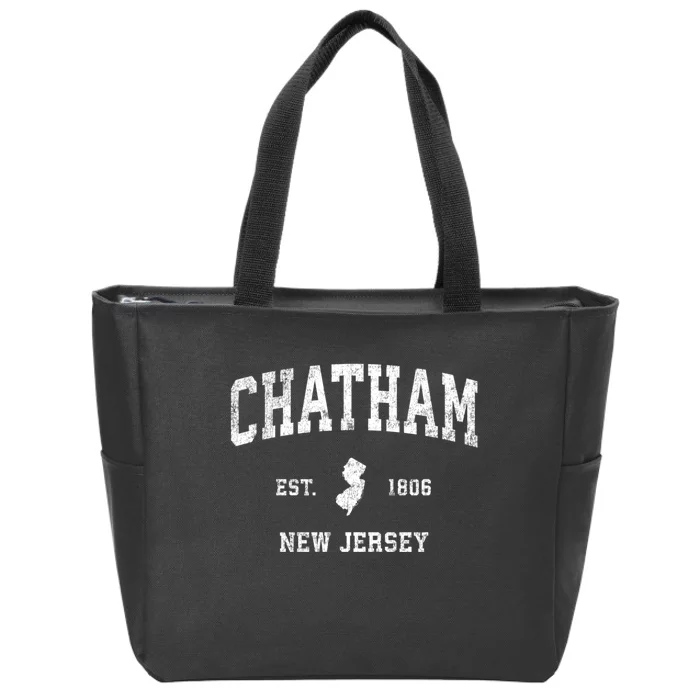 Chatham New Jersey Nj Vintage Athletic Sports Zip Tote Bag