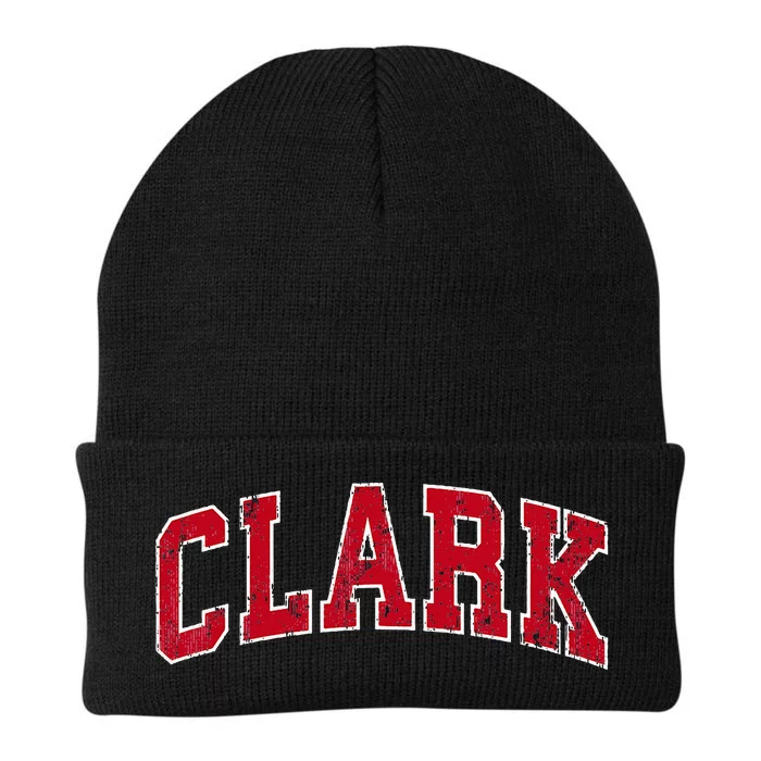 Clark New Jersey Nj Vintage Sports Design Red Design Knit Cap Winter Beanie