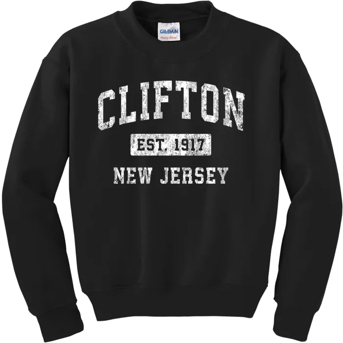 Clifton New Jersey Nj Vintage Established Kids Sweatshirt