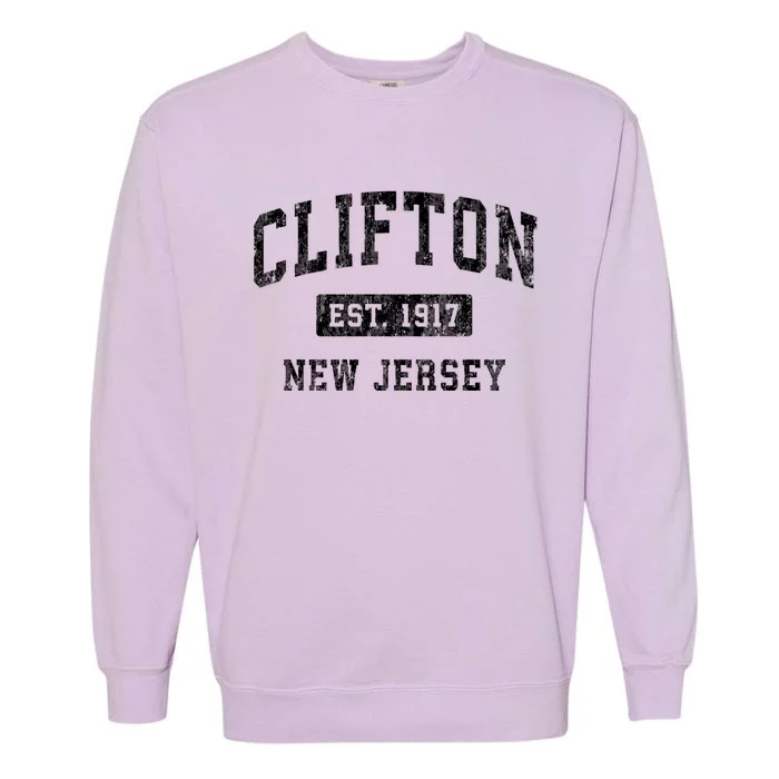 Clifton New Jersey Nj Vintage Established Garment-Dyed Sweatshirt