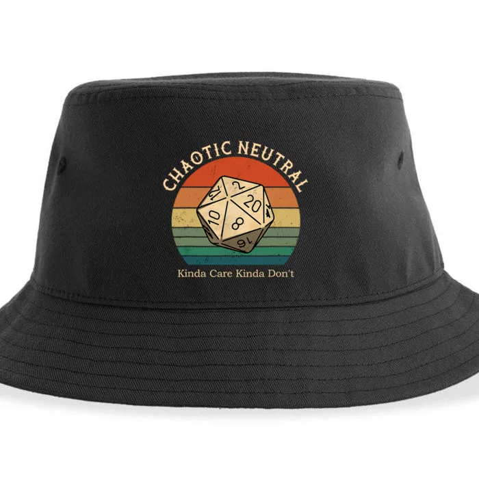 Chaotic Neutral Kinda Care Kinda Dont Vintage Sustainable Bucket Hat