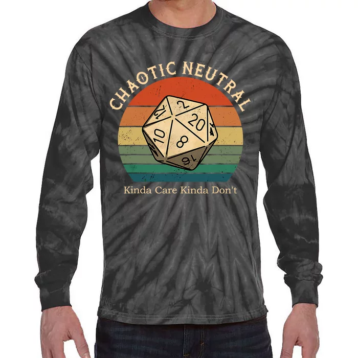 Chaotic Neutral Kinda Care Kinda Dont Vintage Tie-Dye Long Sleeve Shirt