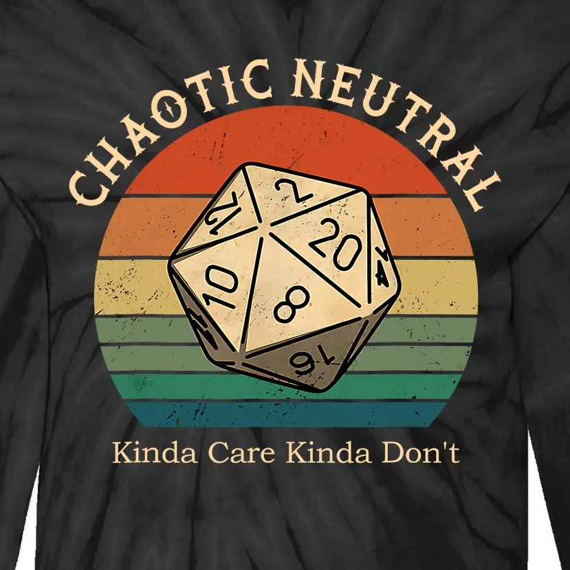 Chaotic Neutral Kinda Care Kinda Dont Vintage Tie-Dye Long Sleeve Shirt