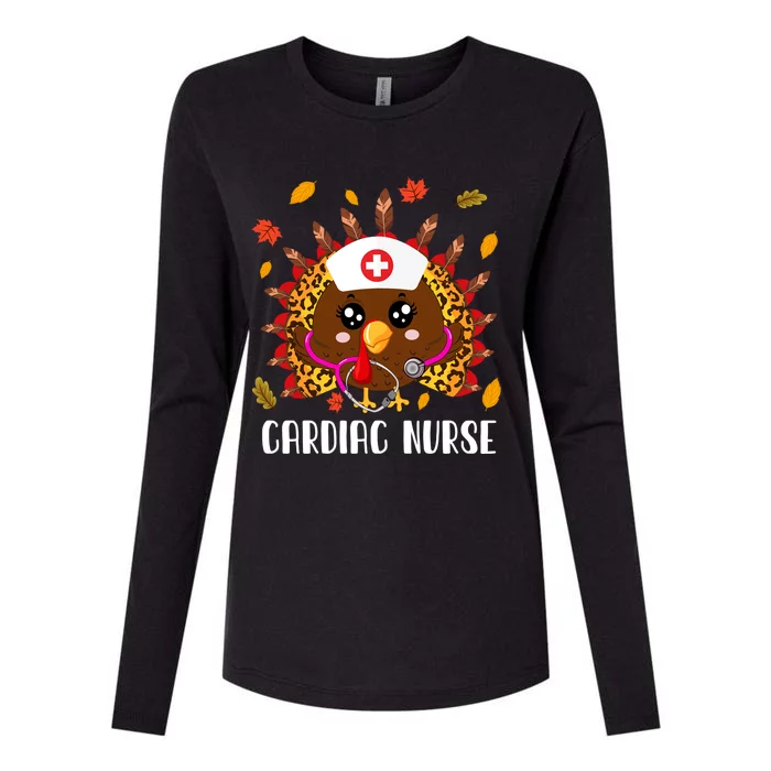 Cardiac Nurse Leopard Turkey Leopard Nursing Thanksgiving Gift Womens Cotton Relaxed Long Sleeve T-Shirt