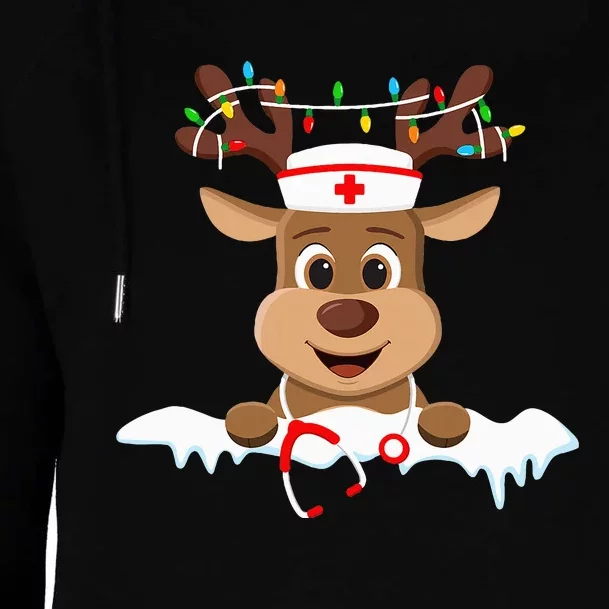 Christmas Nurse Love NICU RN ER Santa Reindeer Nurse Hat Elf Womens Funnel Neck Pullover Hood