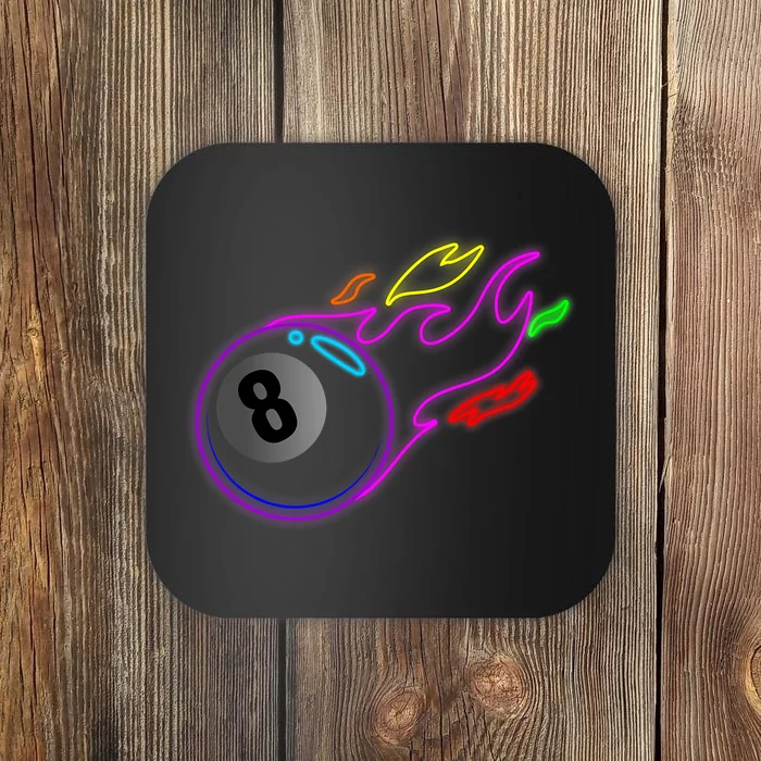 Colorful Neon Lights Eight Ball Billiards Pool Mm Coaster