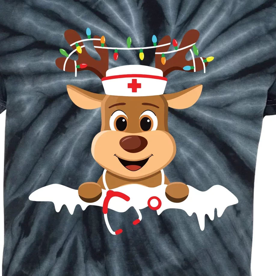 Christmas Nurse Love Nicu Rn Er Santa Reindeer Nurse Hat Elf Kids Tie-Dye T-Shirt