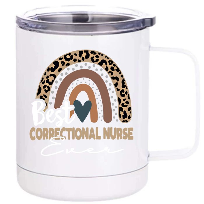 Correctional Nurse Leopard Rainbow Corrections Nurse Gift Front & Back 12oz Stainless Steel Tumbler Cup