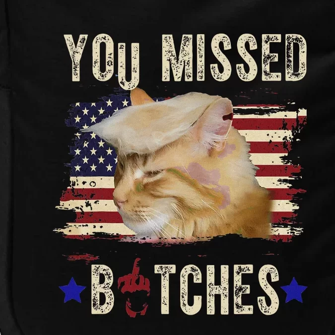 Cat Nine Lives Bitches You Missed Funny Trump Survived Impact Tech Backpack