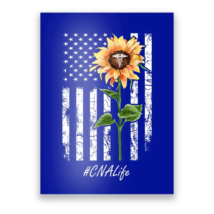 Cna Nurse Life Sunflower Peace Usa Flag America Independence Gift Poster