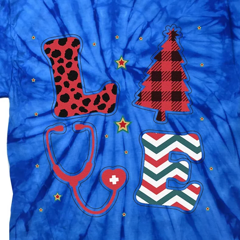 Christmas Nurse Love Stethoscope Xmas Tree Cute Nurse Tie-Dye T-Shirt