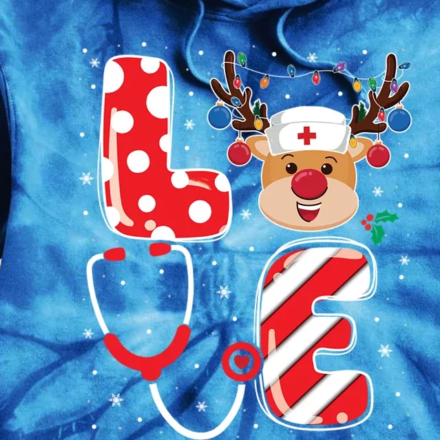 Christmas Nurse Love Nicu Rn Er Santa Reindeer Nurse Xmas Cool Gift Tie Dye Hoodie