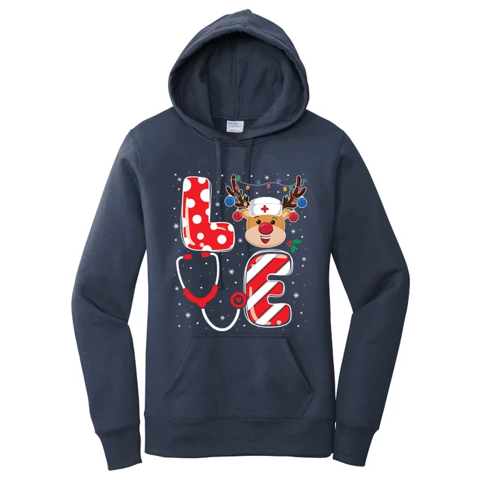 Christmas Nurse Love Nicu Rn Er Santa Reindeer Nurse Xmas Cool Gift Women's Pullover Hoodie