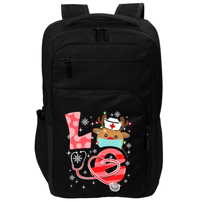 Christmas Nurse Love Nicu Rn Er Santa Reindeer Nurse Hat Elf Gift Impact Tech Backpack