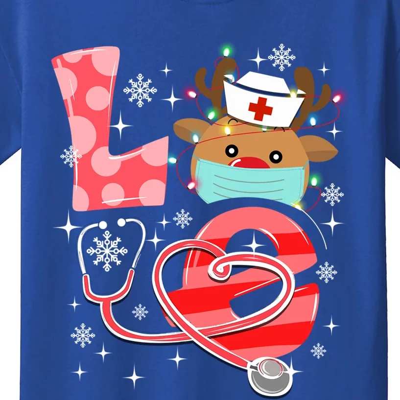 Christmas Nurse Love Nicu Rn Er Santa Reindeer Nurse Hat Elf Gift Kids T-Shirt