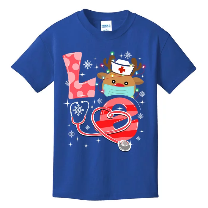 Christmas Nurse Love Nicu Rn Er Santa Reindeer Nurse Hat Elf Gift Kids T-Shirt